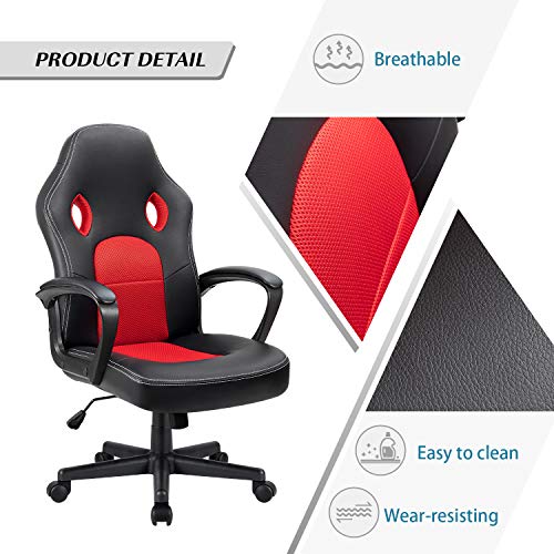 Grey Leather Ergonomic Office Chair with Lumbar Support Q88122