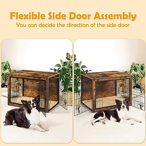 27.5'' Wooden Dog Crate Furniture with Cushion U7596