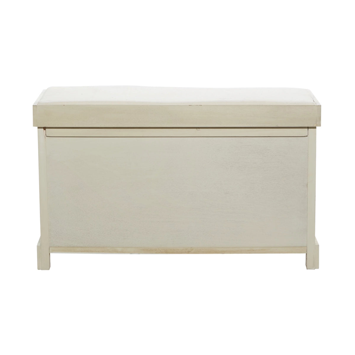 White Wood Storage Bench with Cushion Seat Y79002