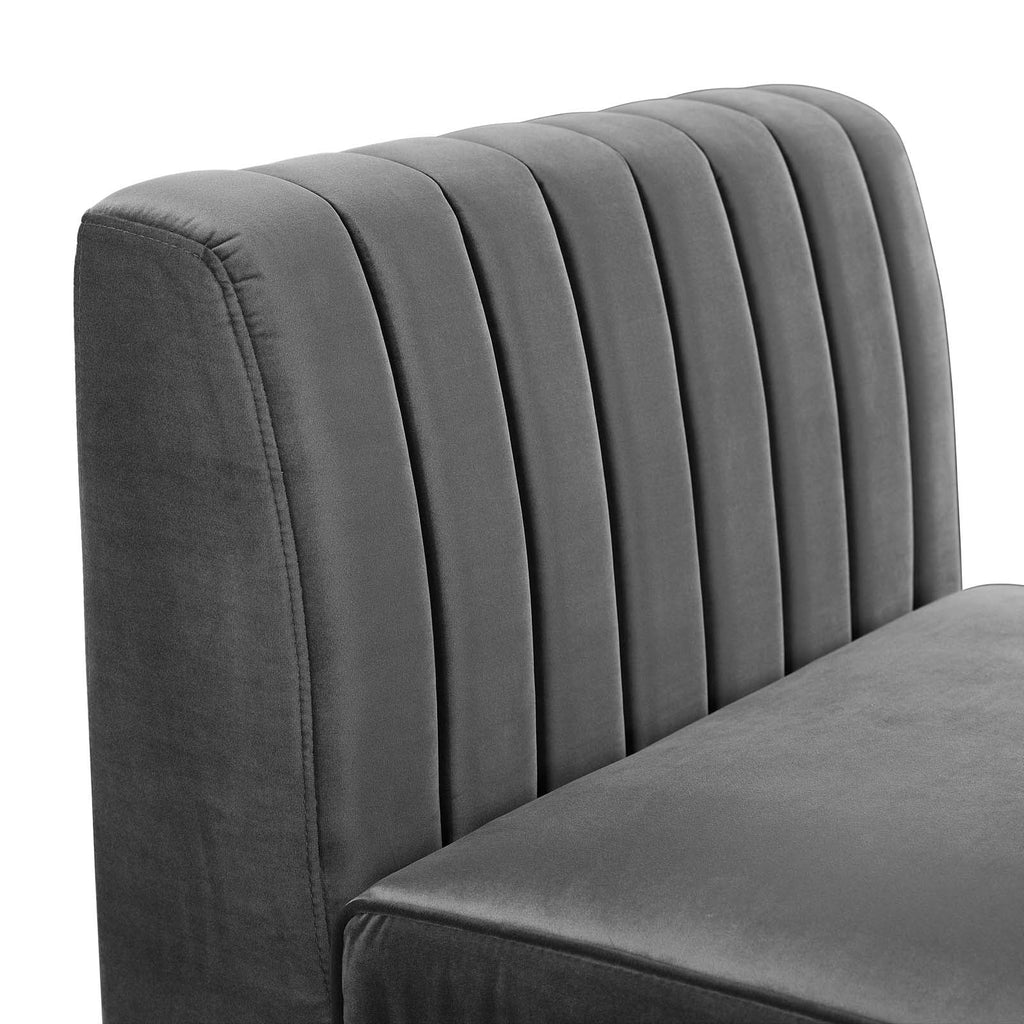Gray Channel Tufted Performance Velvet Armless Chair A71000