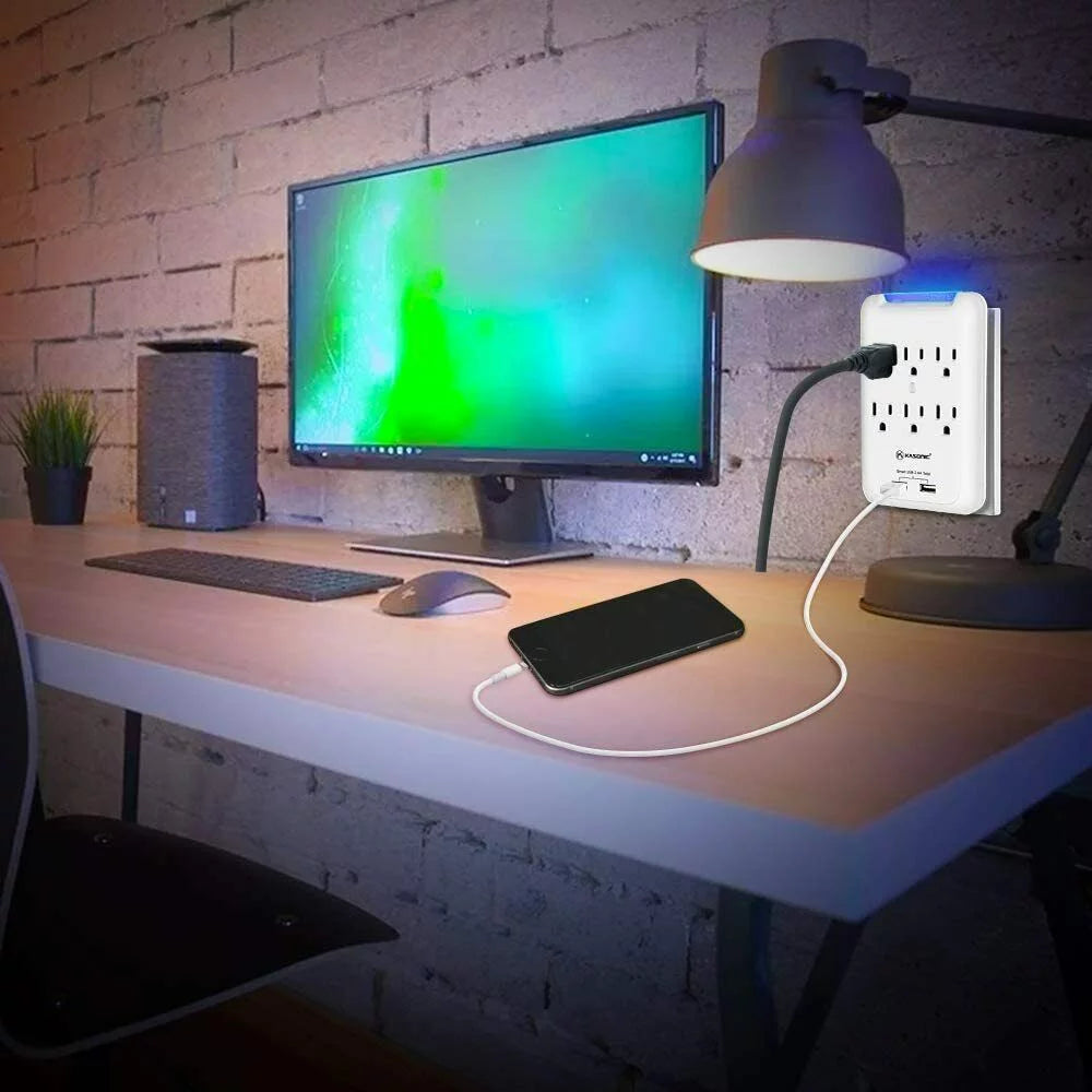 6-Outlet Wall Mount Surge Protector 2 Pack, 900 Joules with 2 USB Charging Ports C80785