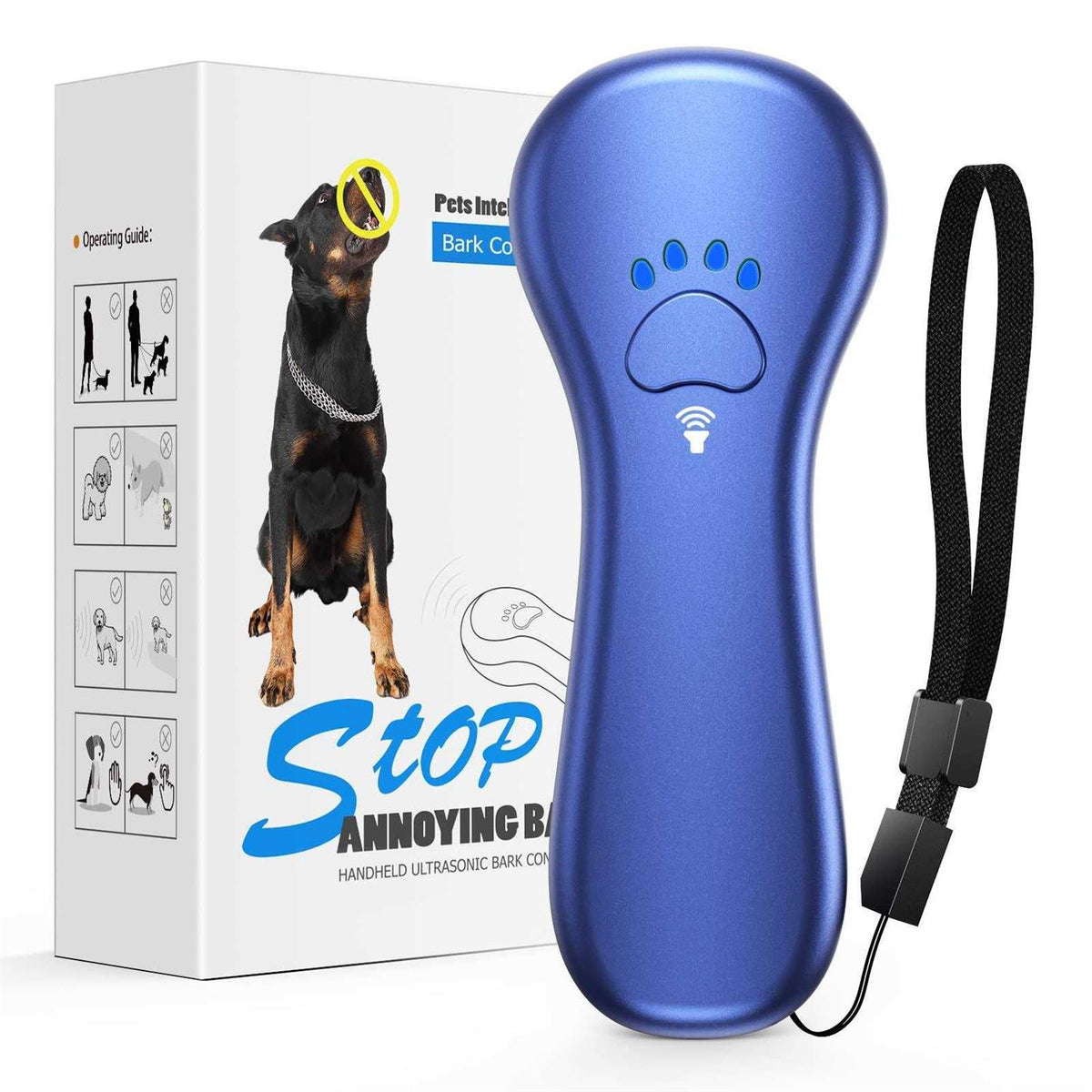 Anti Barking Device Rechargeable Ultrasonic Dog Bark Deterrent 16.4 Ft E4620