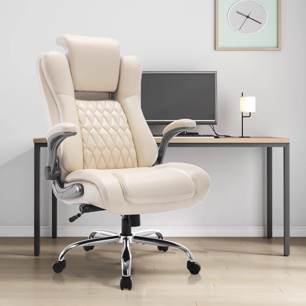 High Back Ergonomic Office Chair with Lumbar Support Flip Arms and Headrest K966