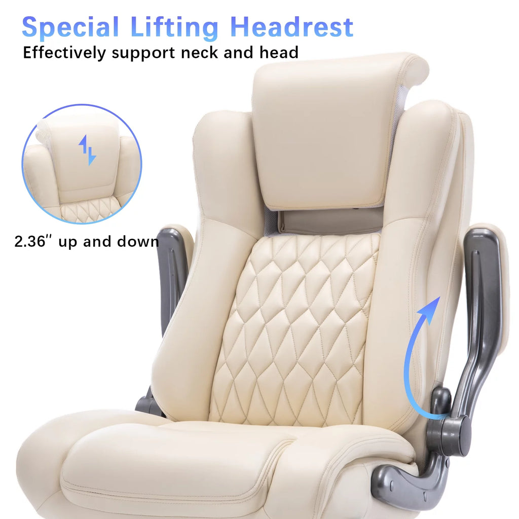 High Back Ergonomic Office Chair with Lumbar Support Flip Arms and Headrest K966