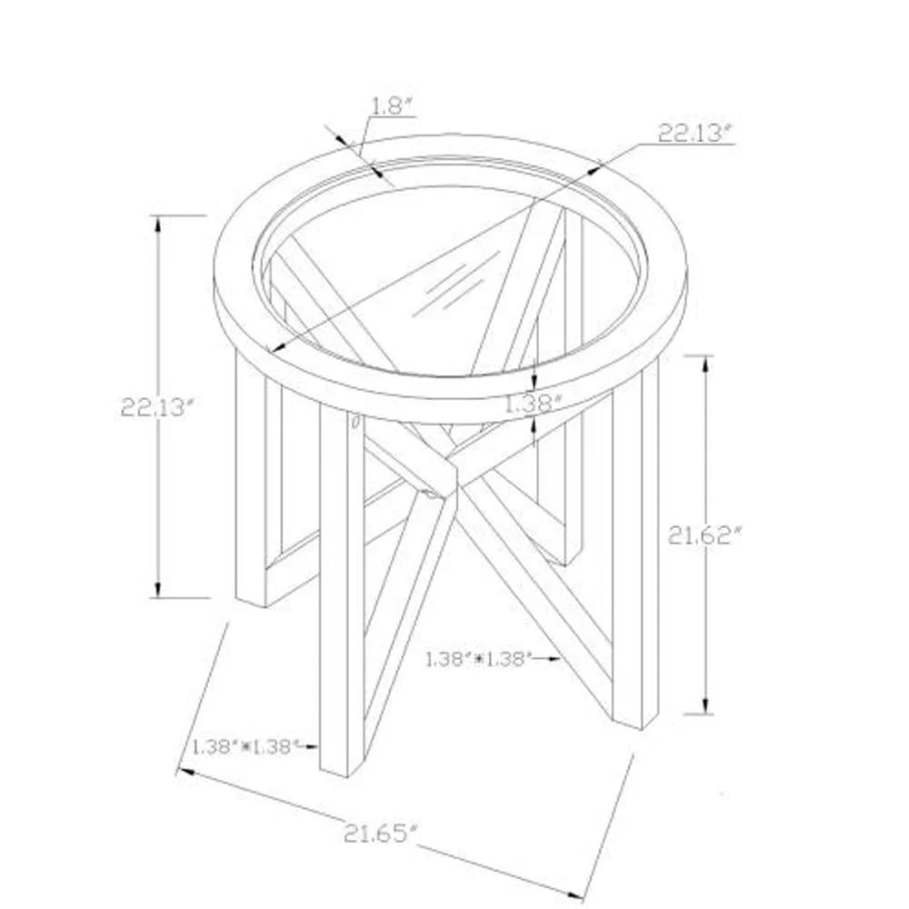 Round Tempered Glass Coffee Table with Solid Wood Base O21116