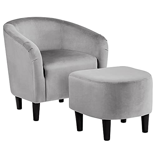 Fabric Accent Armchair with Ottoman U9584