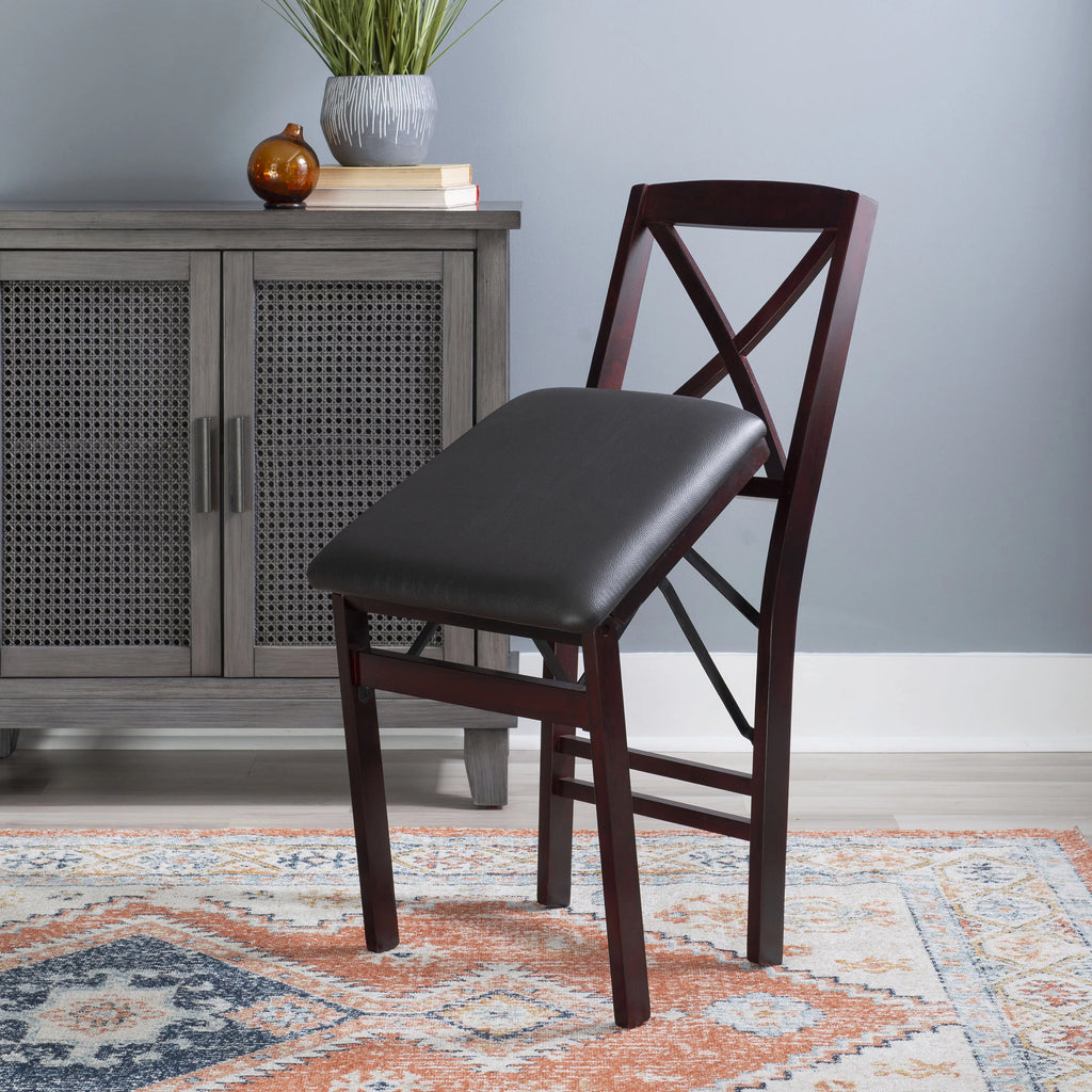 Folding Chair Set of 2 Dark Brown G457
