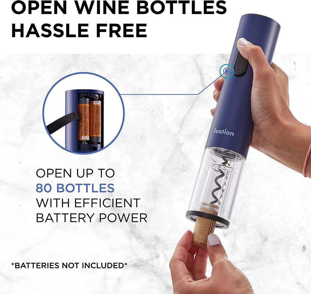 Wine Accessory Kit with Electric Bottle Opener, Aerator Dispenser, Preserver Pump, Cork Stoppers & Foil Cutter P697944