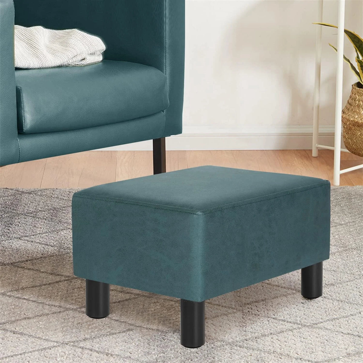 Blue Small Rectangular Ottoman Footstool K356
