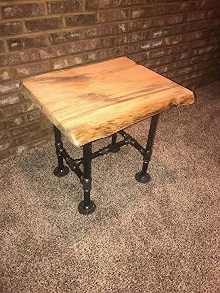 Industrial Pipe and Wood End Table Q1987