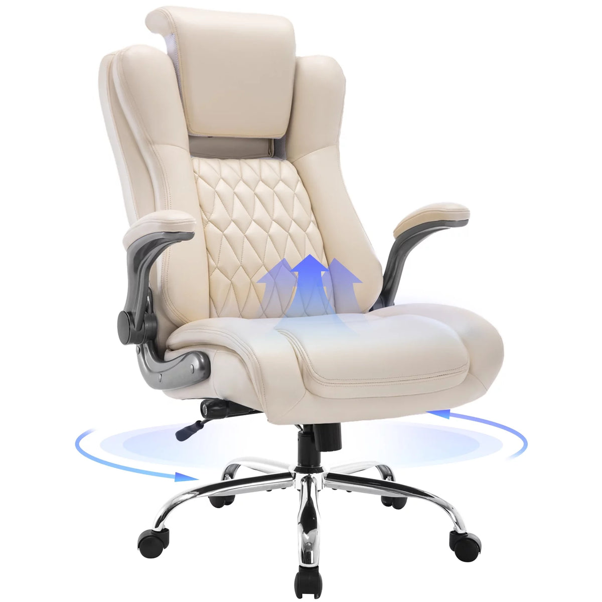 High Back Ergonomic Office Chair with Lumbar Support Flip Arms and Headrest K966