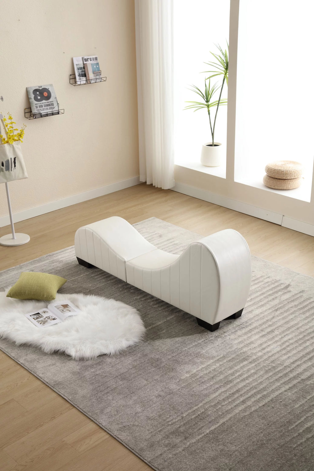 Faux Leather Curved Chaise Lounge W30511