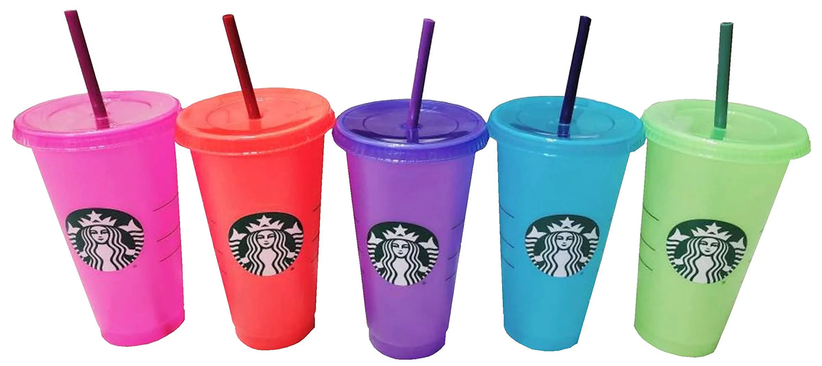 Color Change Cold Cups with Straws 24oz Pack of 5 M61531