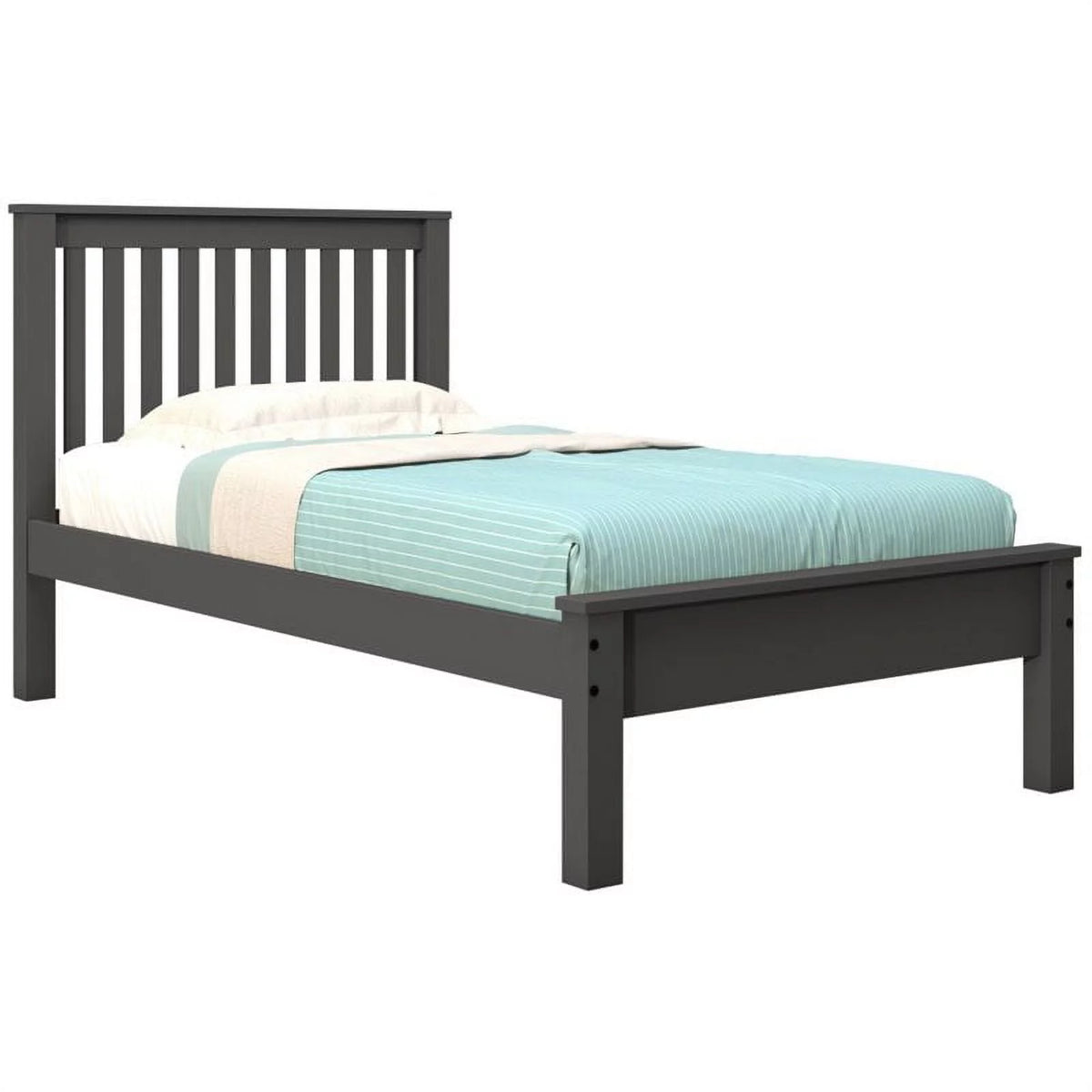 Twin Solid Wood Spindle Bed Dark Gray Z58885