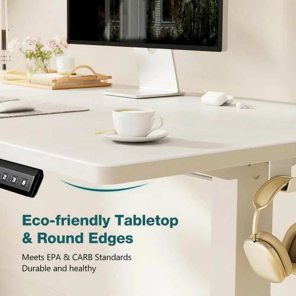 Electric Height Adjustable Standing Desk White 63'' x 24" Z79512