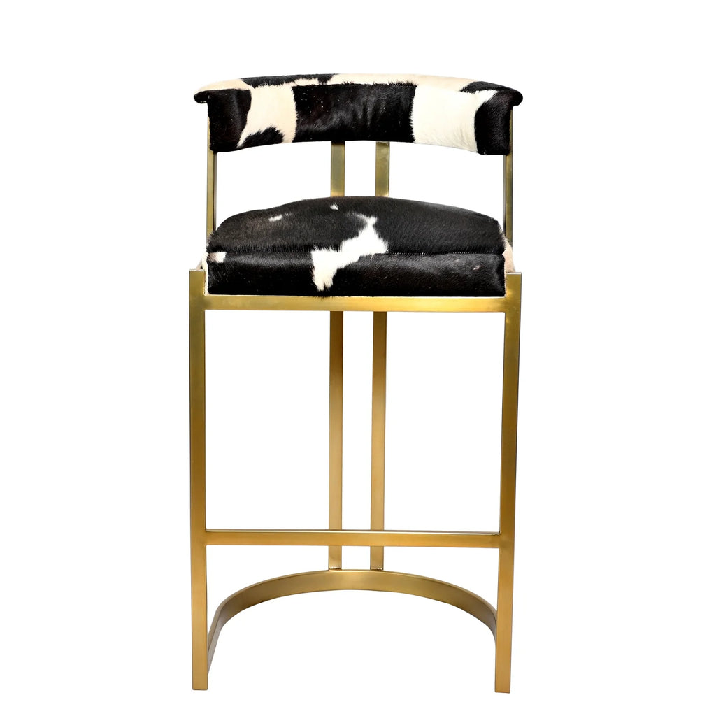 Gold Stainless Steel Chair with Black and White Leather Seat S57400