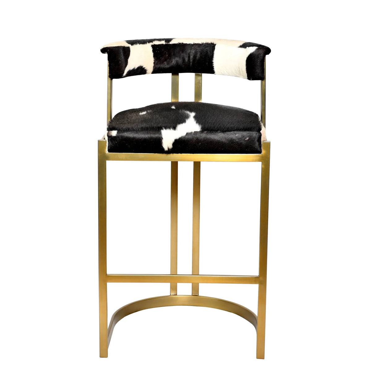 Gold Stainless Steel Chair with Black and White Leather Seat S57400