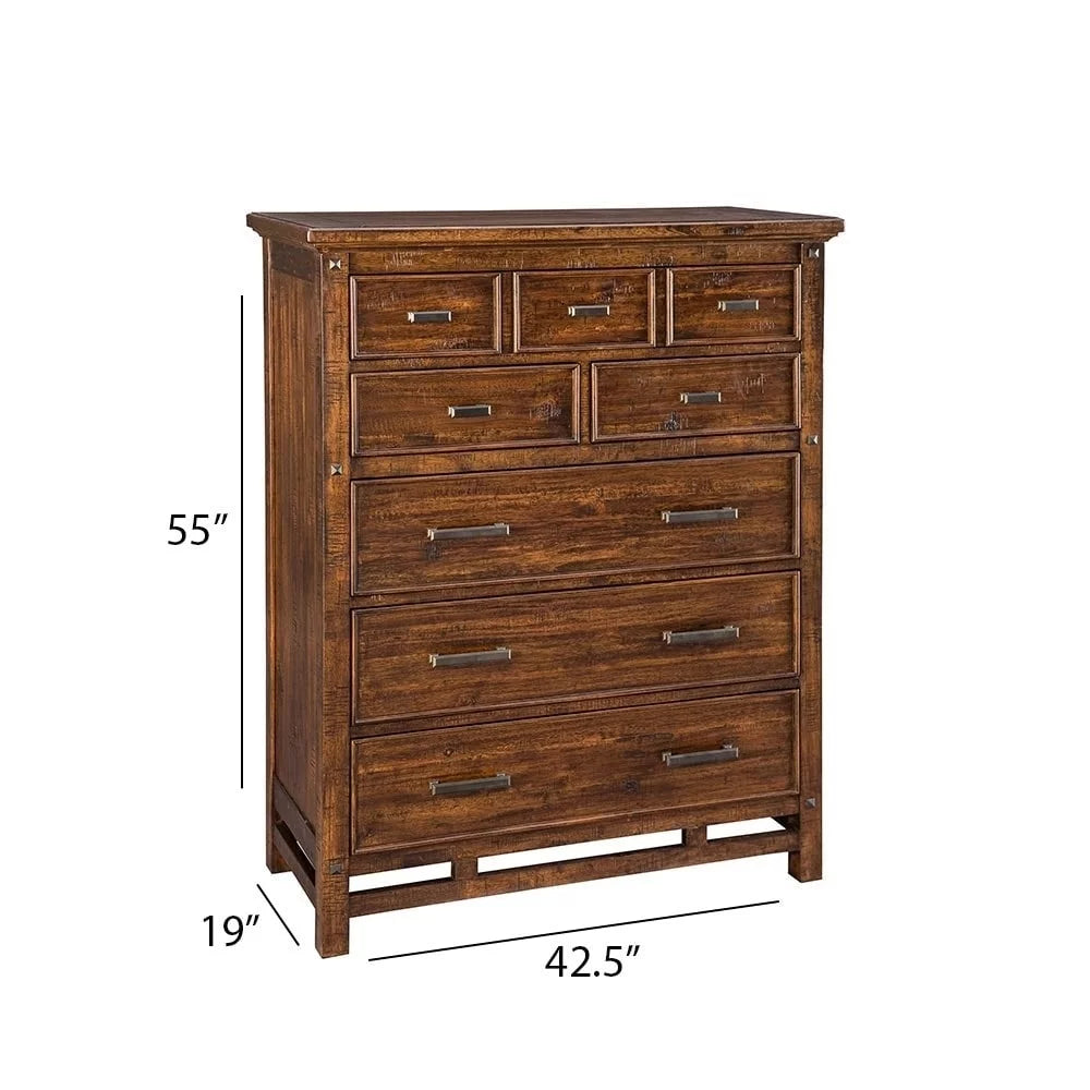 Brown 6-Drawer Wood Chest Q8064