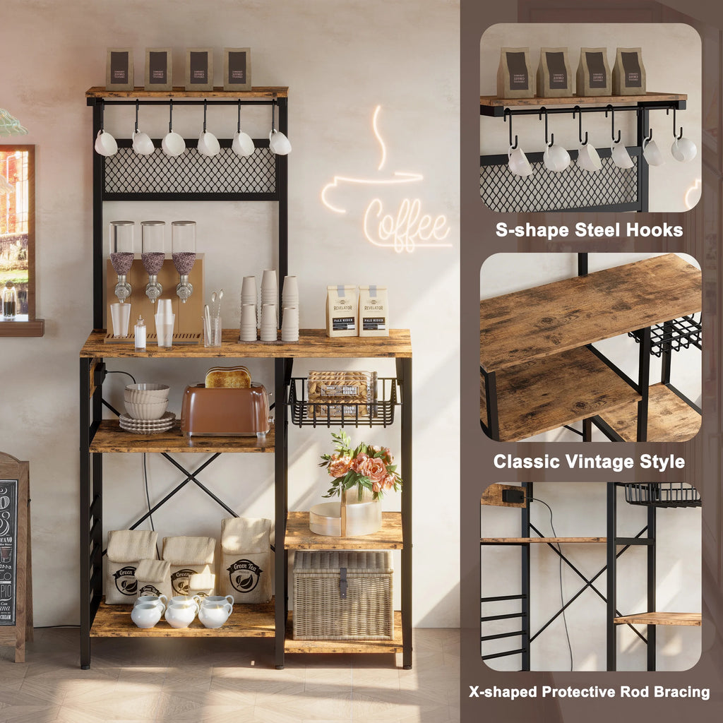 Kitchen Bakers Rack with Power Outlet F5096