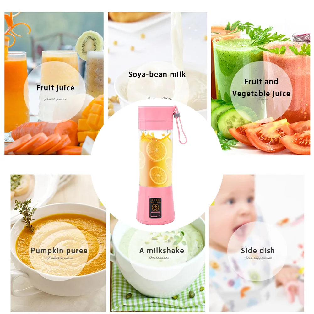 Portable Mini Blender USB Rechargeable Pink U29528