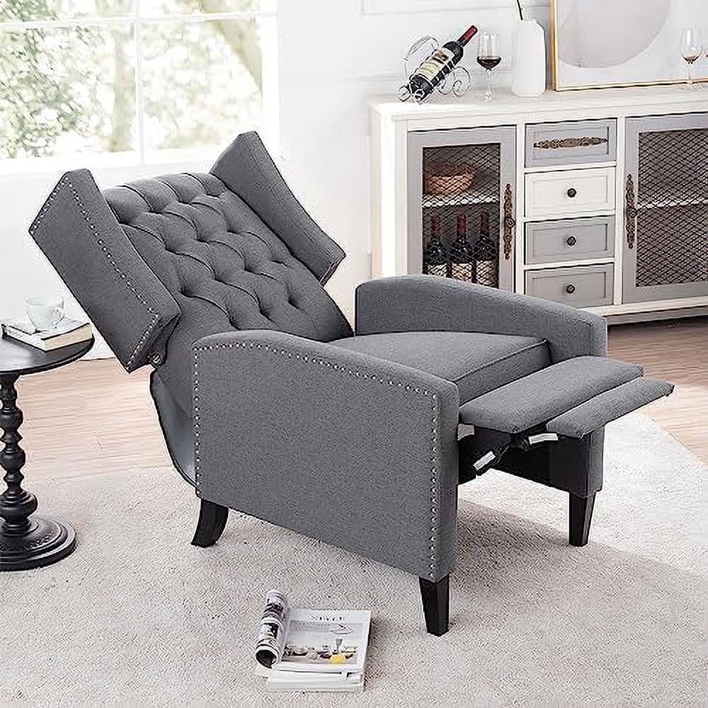 Grey Upholstered Push Back Recliner Chair R913