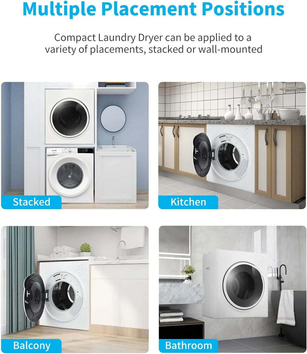 White 13lbs Portable Clothes Dryer with Stainless Steel Tub Q1676