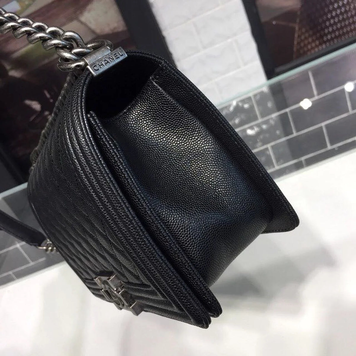 Black Shoulder And Crossbody Handbag S8134