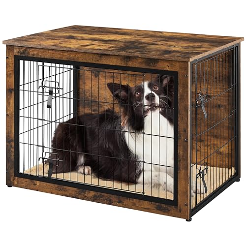 27.5'' Wooden Dog Crate Furniture with Cushion U7596