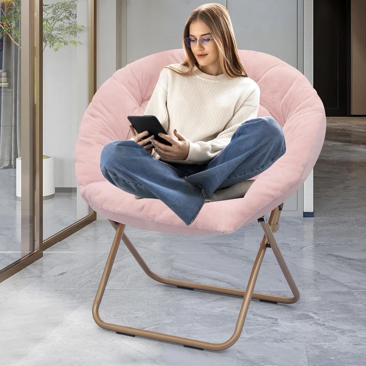 Oversized Foldable Moon Saucer Chair W43451
