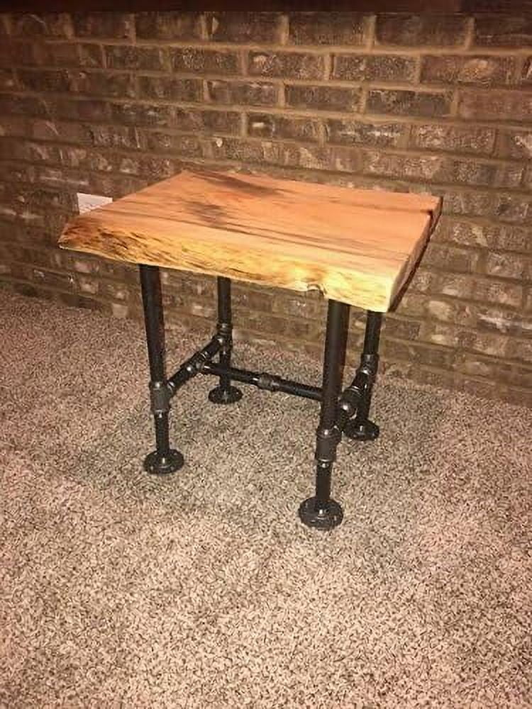 Industrial Pipe and Wood End Table Q1987