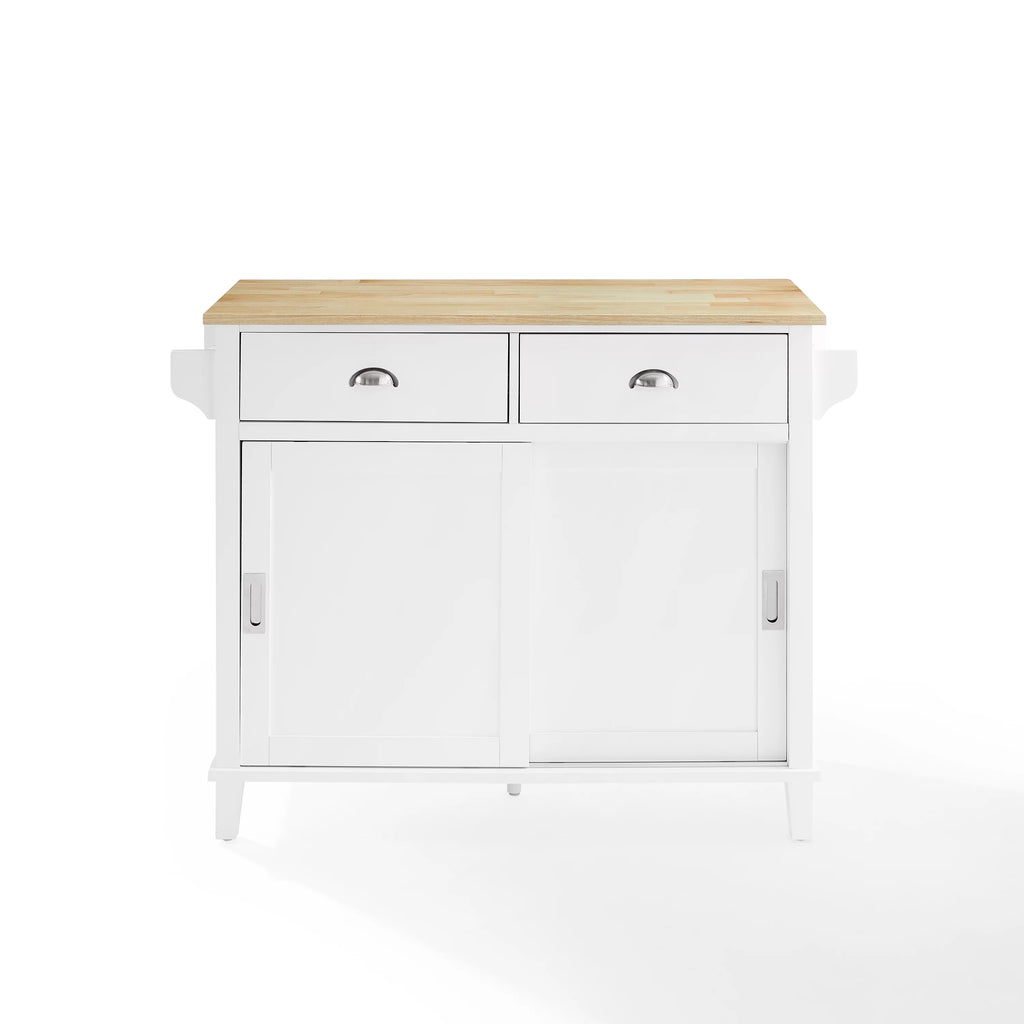 Drop Leaf Kitchen Island White Natural I285