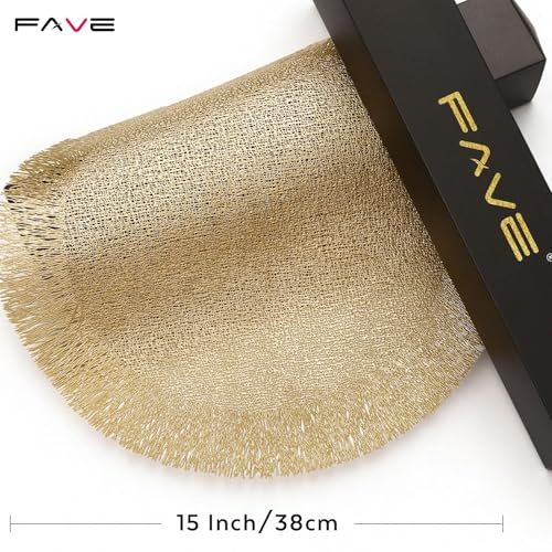 Gold Round Vinyl Placemats Set of 6 I452