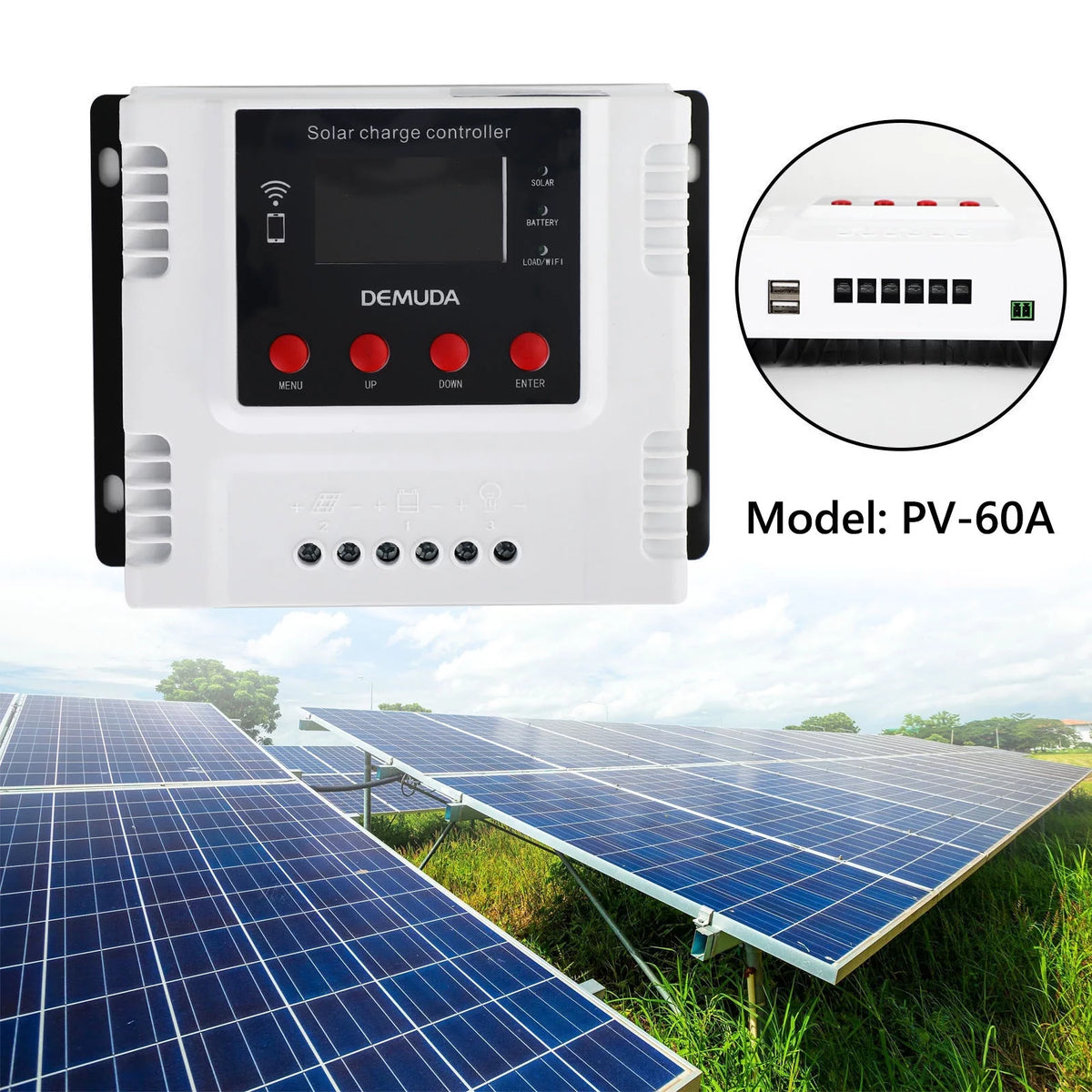 60A Solar Charge Controller with Wifi Monitor PWM LCD K529566