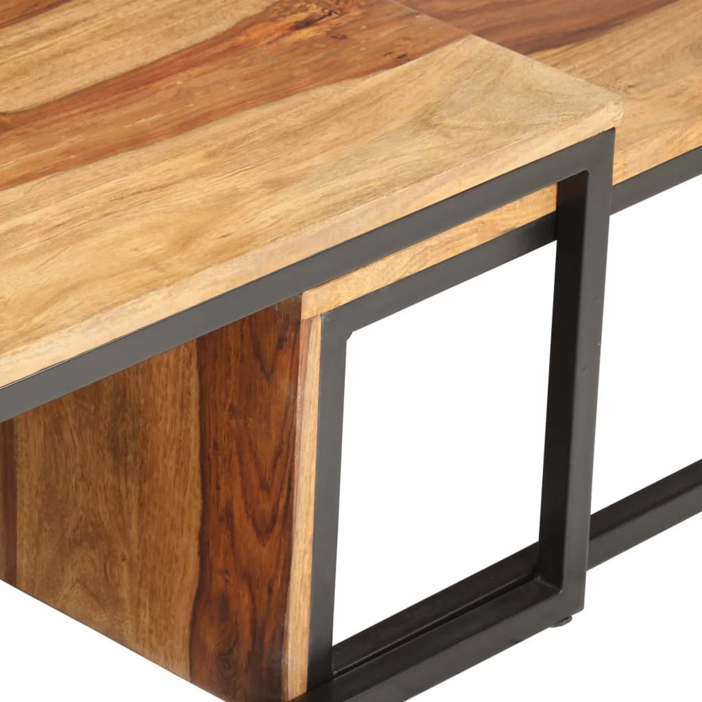 2 pcs Solid Sheesham Wood Nesting Tables J412