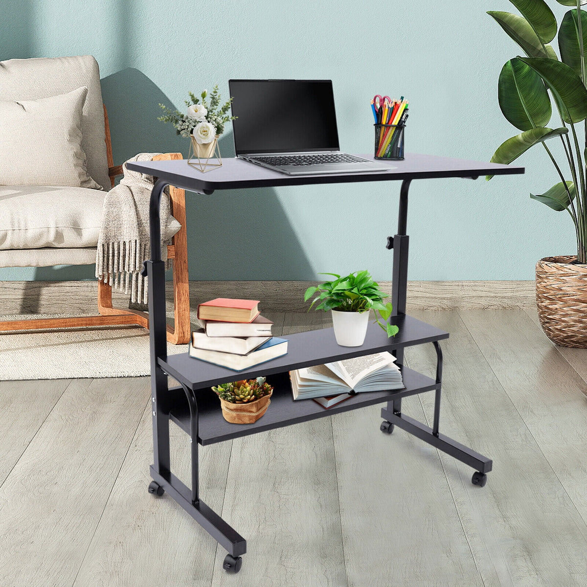 Computer Desk with 4 Rolling Wheels F553