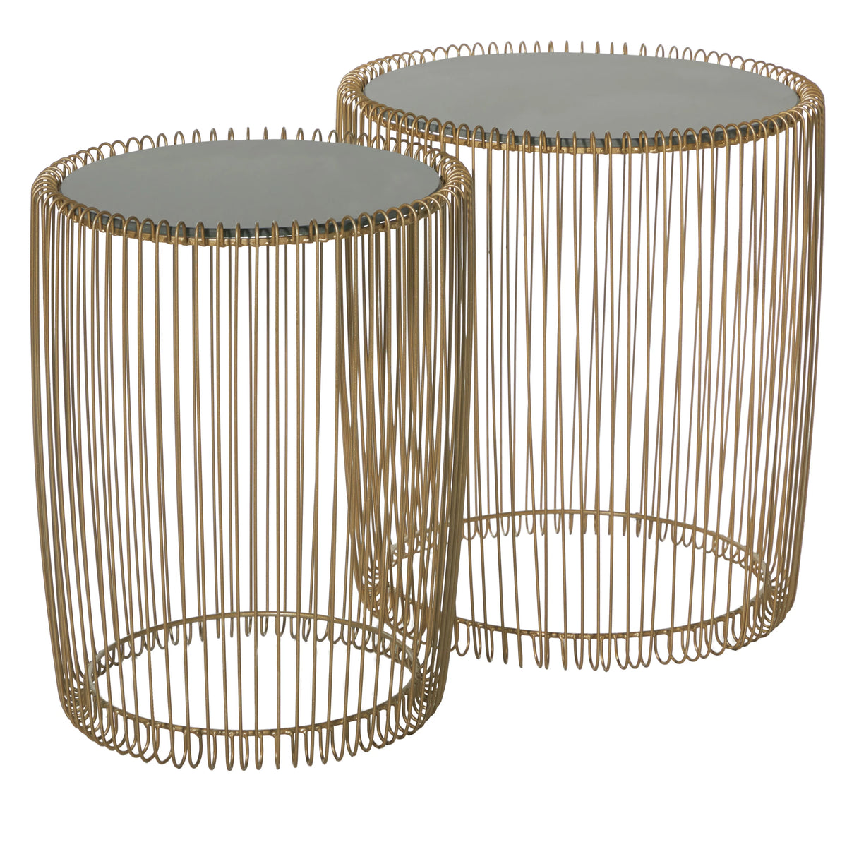 18" x 18" Gold Metal Accent Table with Glass Top, 2-Pieces G694632