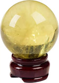 Citrine Crystal Ball Ornaments with Wooden Stand X1546