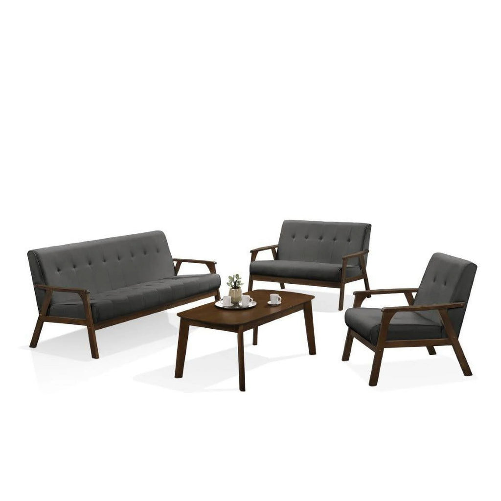 Grey Mid Century Wood 4pc Living Room Set F597141