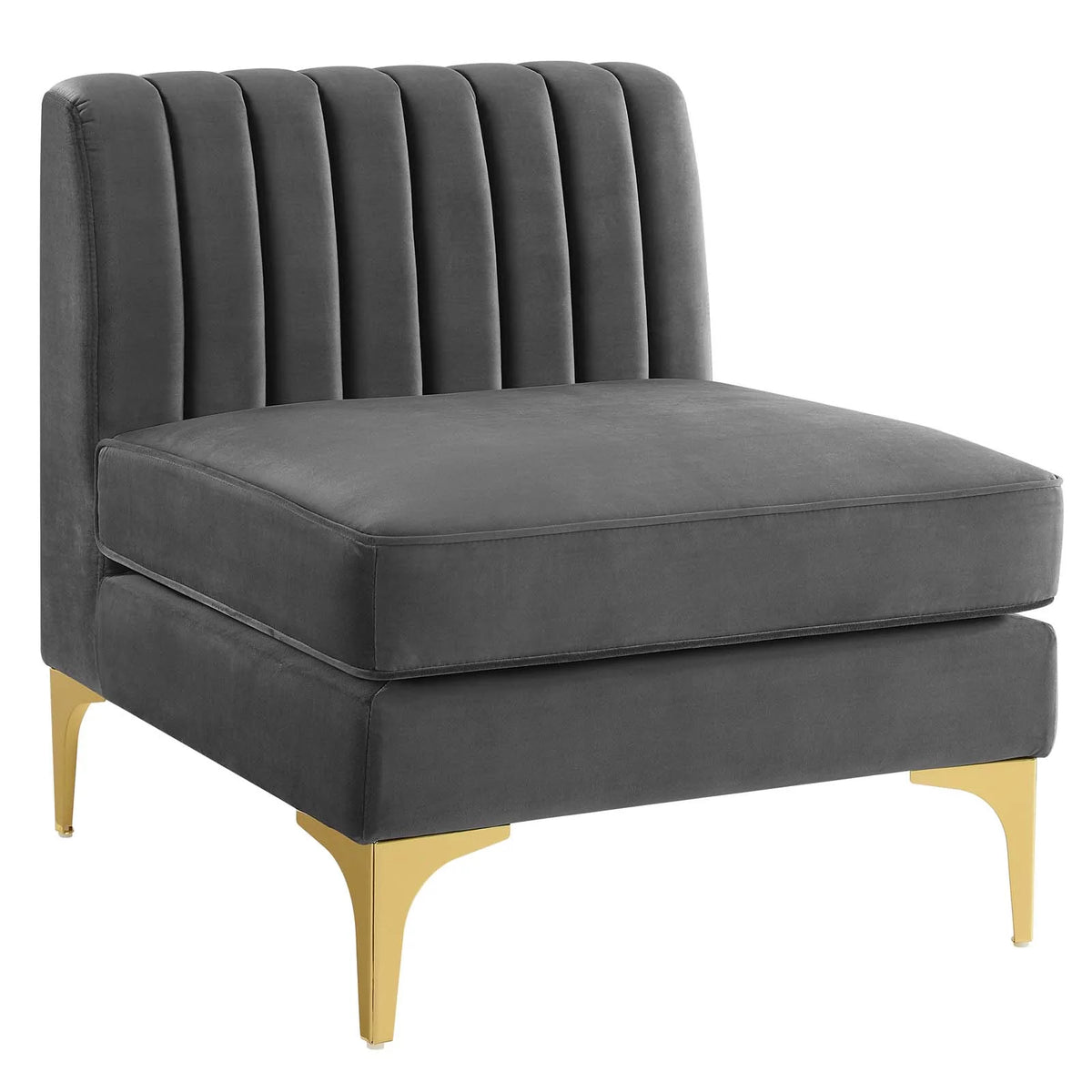 Gray Channel Tufted Performance Velvet Armless Chair A71000