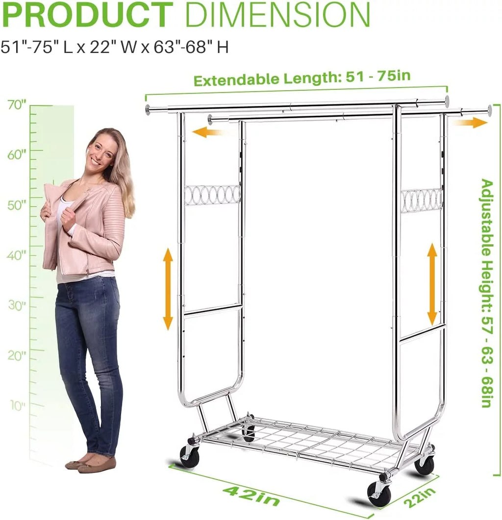 600 lbs Heavy Duty Garment Rack with Shelves P303