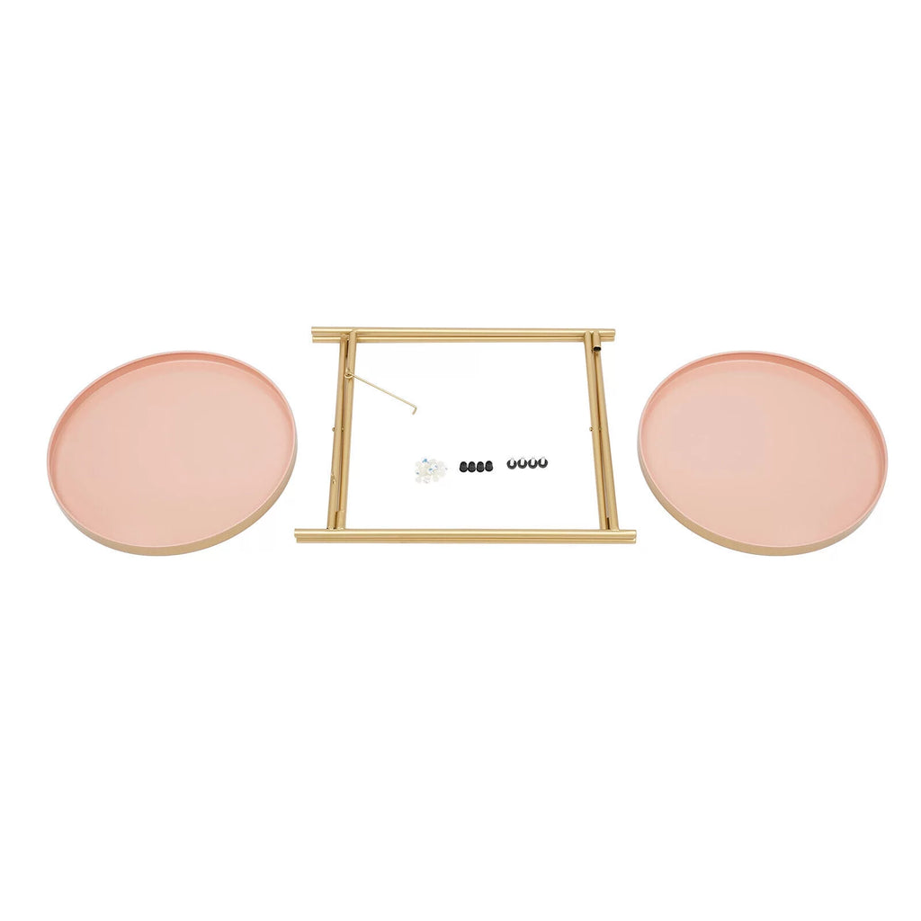 2 Tier Round Metal Side Table with Removable Tray T853489