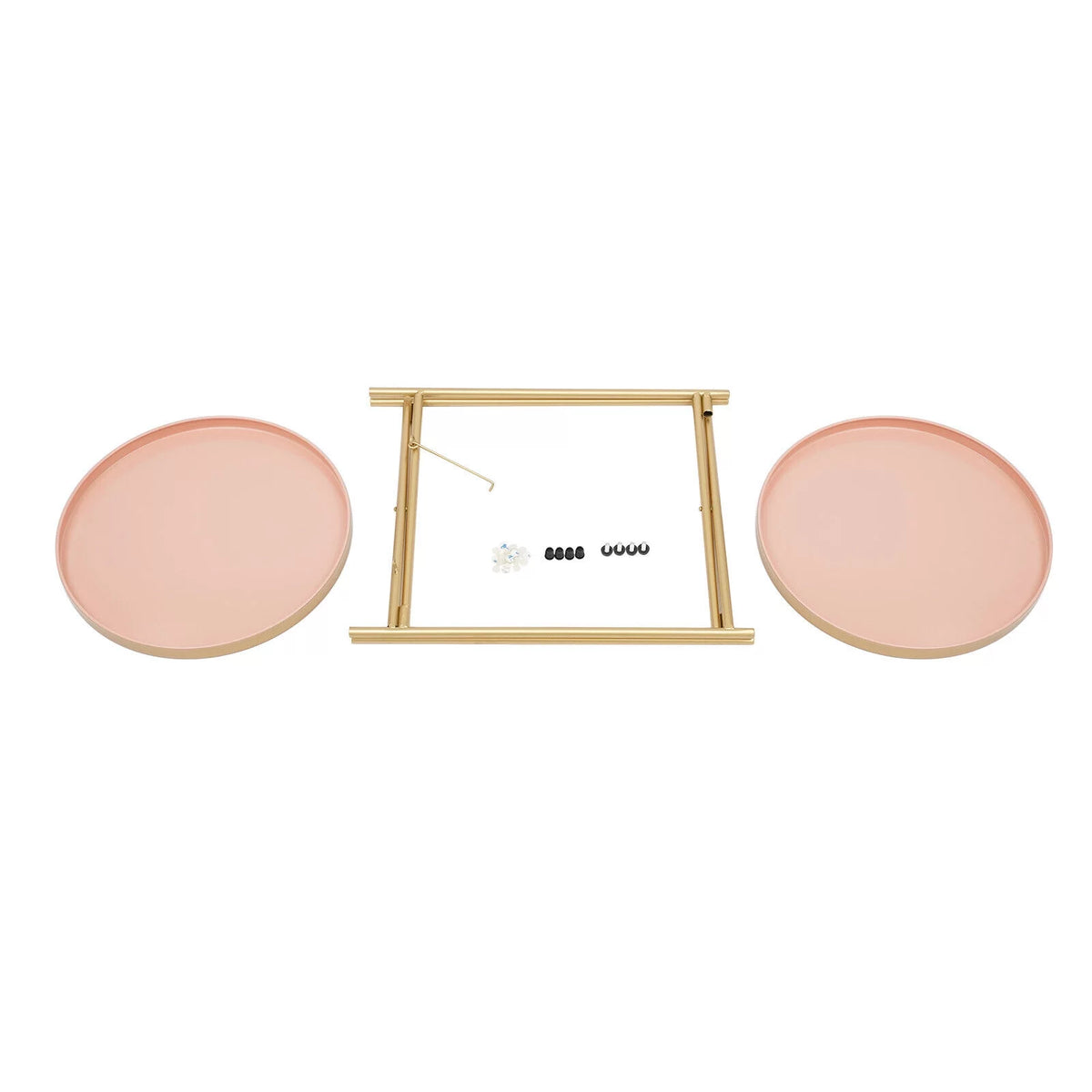 2 Tier Round Metal Side Table with Removable Tray T853489