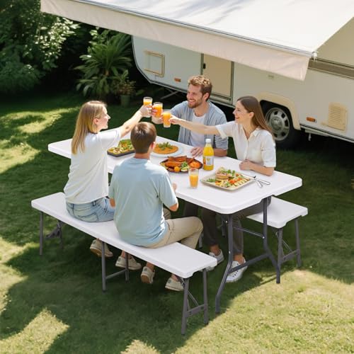 White 6ft Plastic Folding Bench Y851