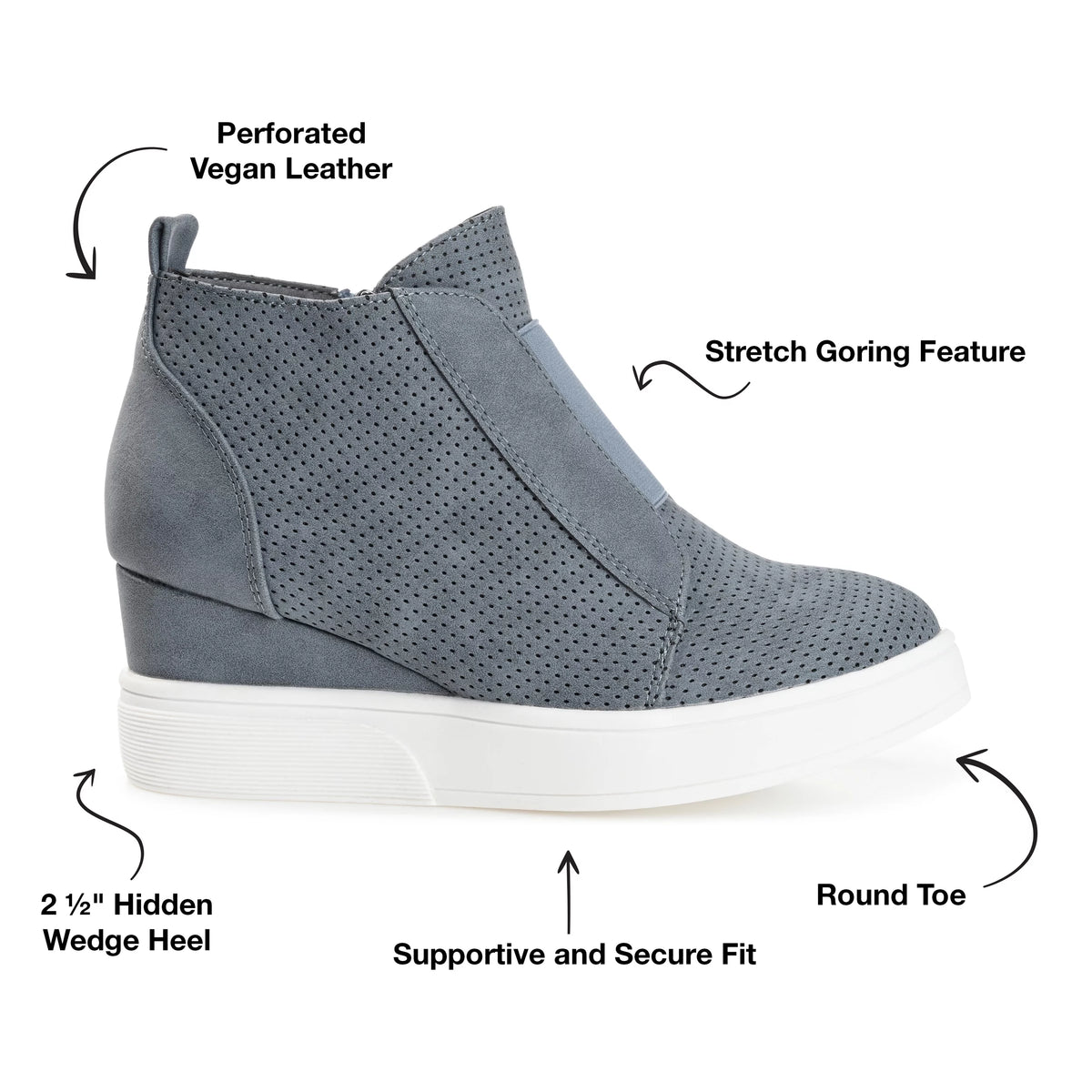 Womens Wide Width Round Toe Wedge Sneakers P33323