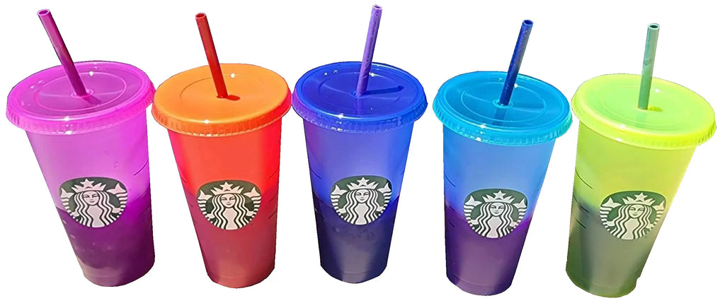 Color Change Cold Cups with Straws 24oz Pack of 5 M61531