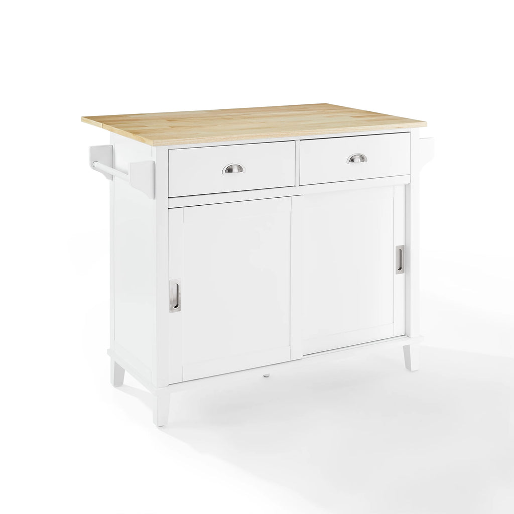 Drop Leaf Kitchen Island White Natural I285
