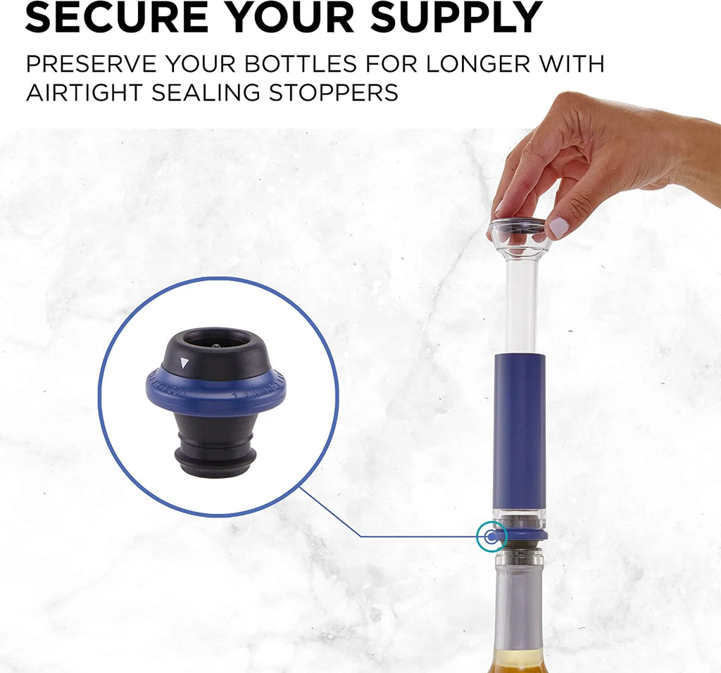 Wine Accessory Kit with Electric Bottle Opener, Aerator Dispenser, Preserver Pump, Cork Stoppers & Foil Cutter P697944