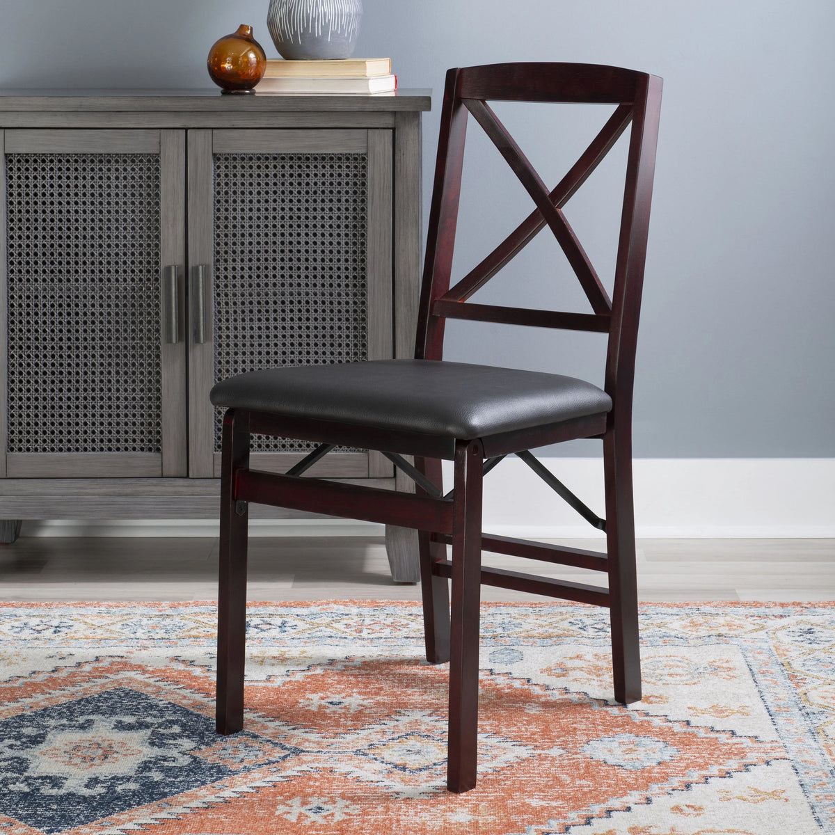 Folding Chair Set of 2 Dark Brown G457