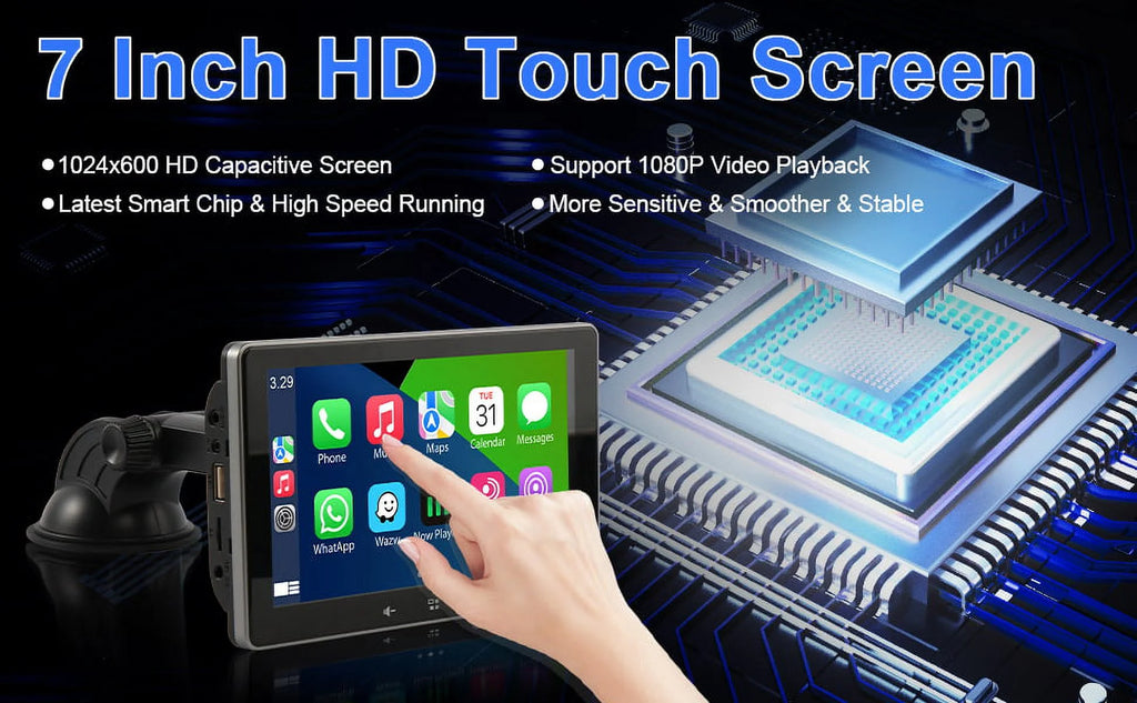Portable Wireless Apple Carplay Android Auto 7'' Touch Screen Car Stereo X415