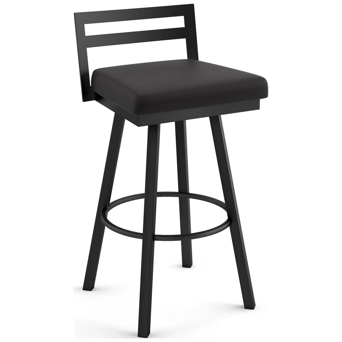 30 In. Swivel Bar Stool Black Faux Leather X2697